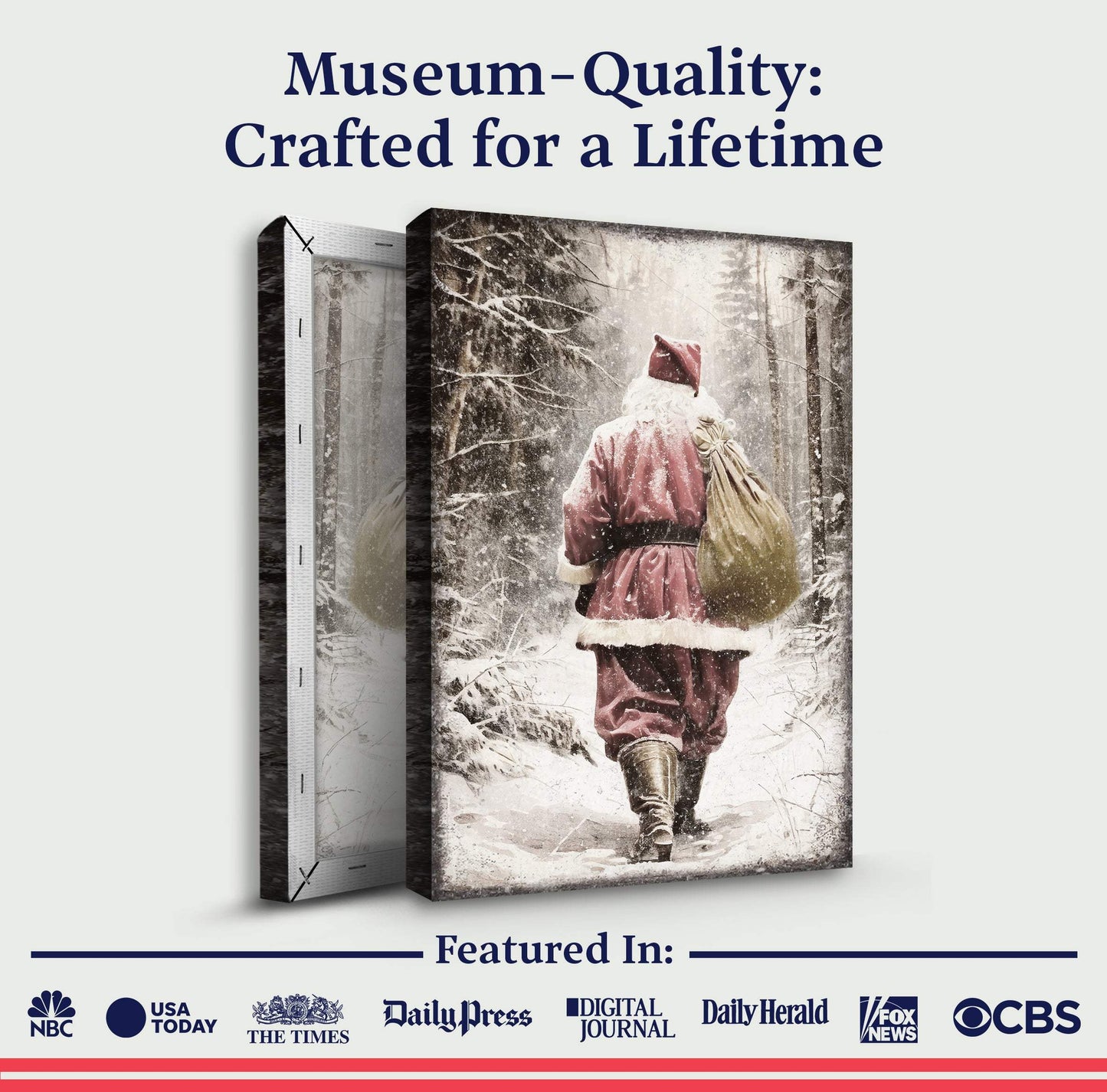 Vintage Santa Claus in Winter Forest Christmas Wall Art III - Tailored Canvases - Flyclothing LLC