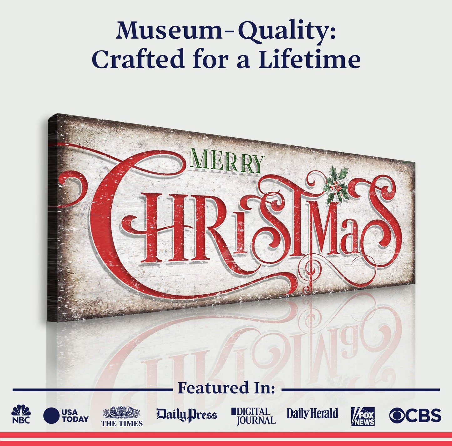 Vintage Merry Christmas Sign III - Tailored Canvases - Flyclothing LLC
