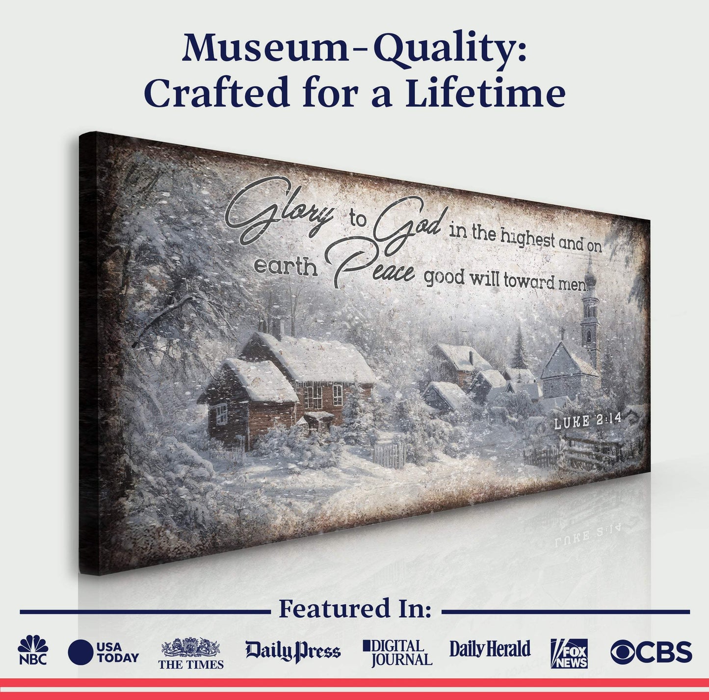 Vintage Christmas Village Luke 2:14 Scripture Sign II - Tailored Canvases - Flyclothing LLC