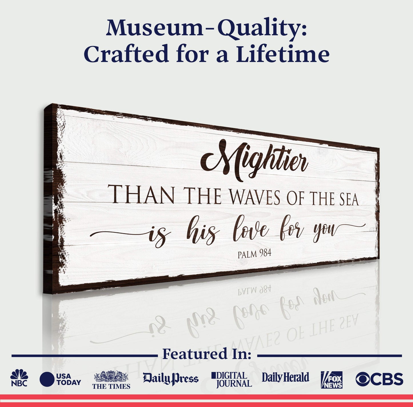 Mightier Than the Waves of the Sea Psalm 93:4 Faith Sign - Tailored Canvases - Flyclothing LLC