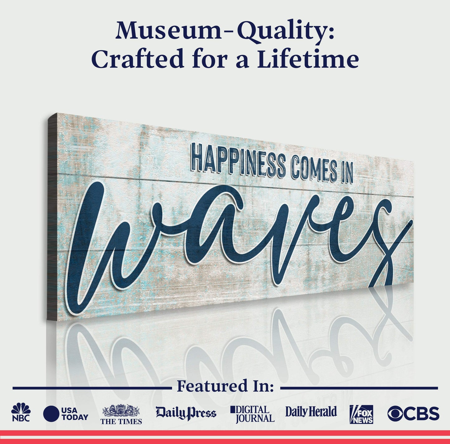 Happiness Comes In Waves Beach Sign - Tailored Canvases - Flyclothing LLC