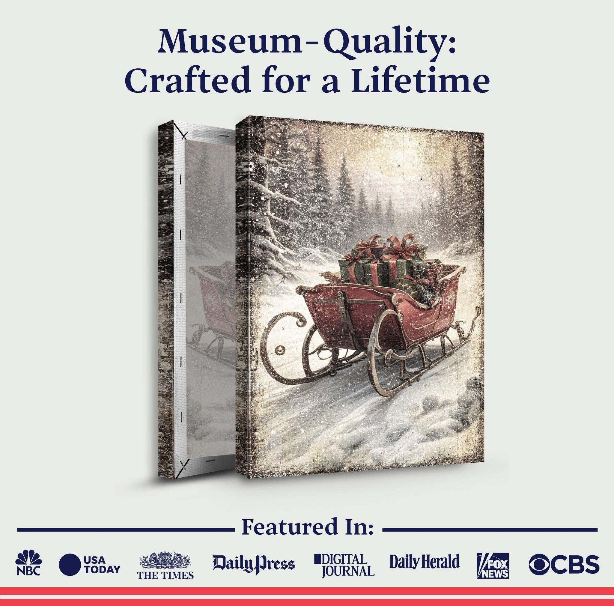 Vintage Christmas Sleigh Sled Wall Art IV - Tailored Canvases - Flyclothing LLC