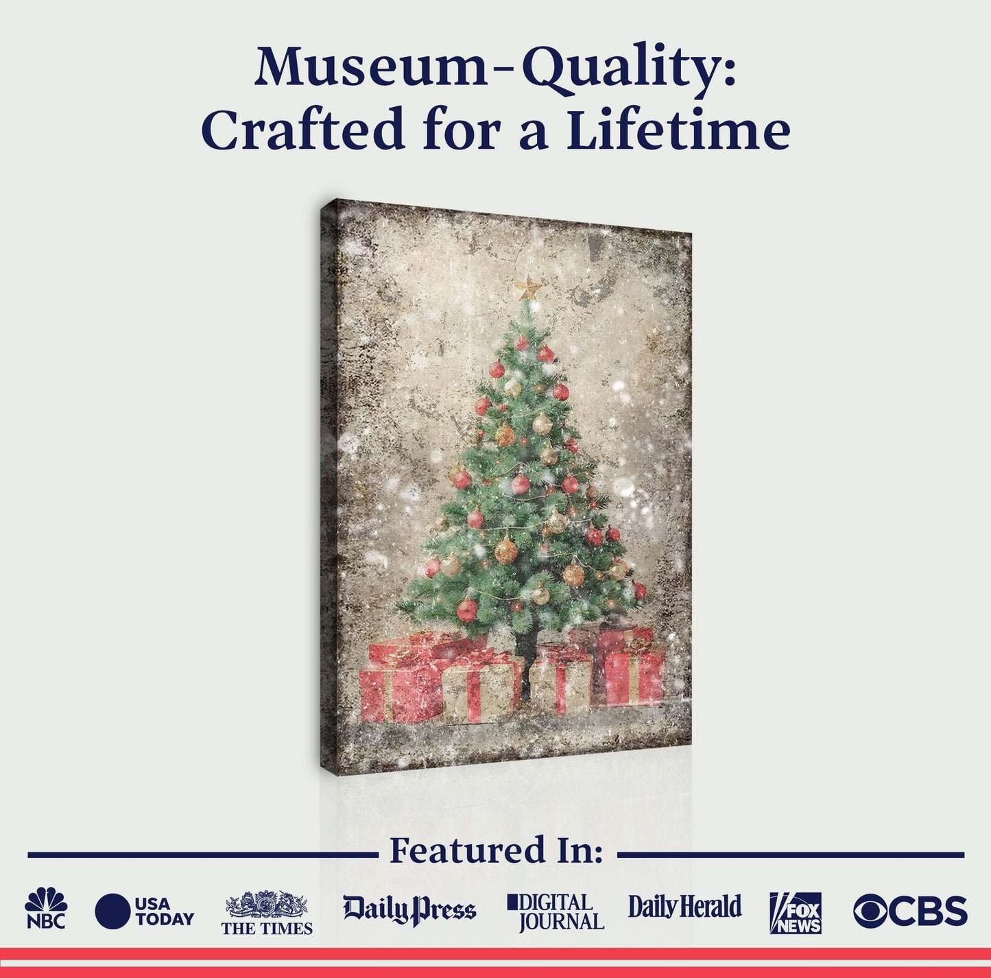 Vintage Christmas Tree With Gifts Wall Art III - Tailored Canvases - Flyclothing LLC