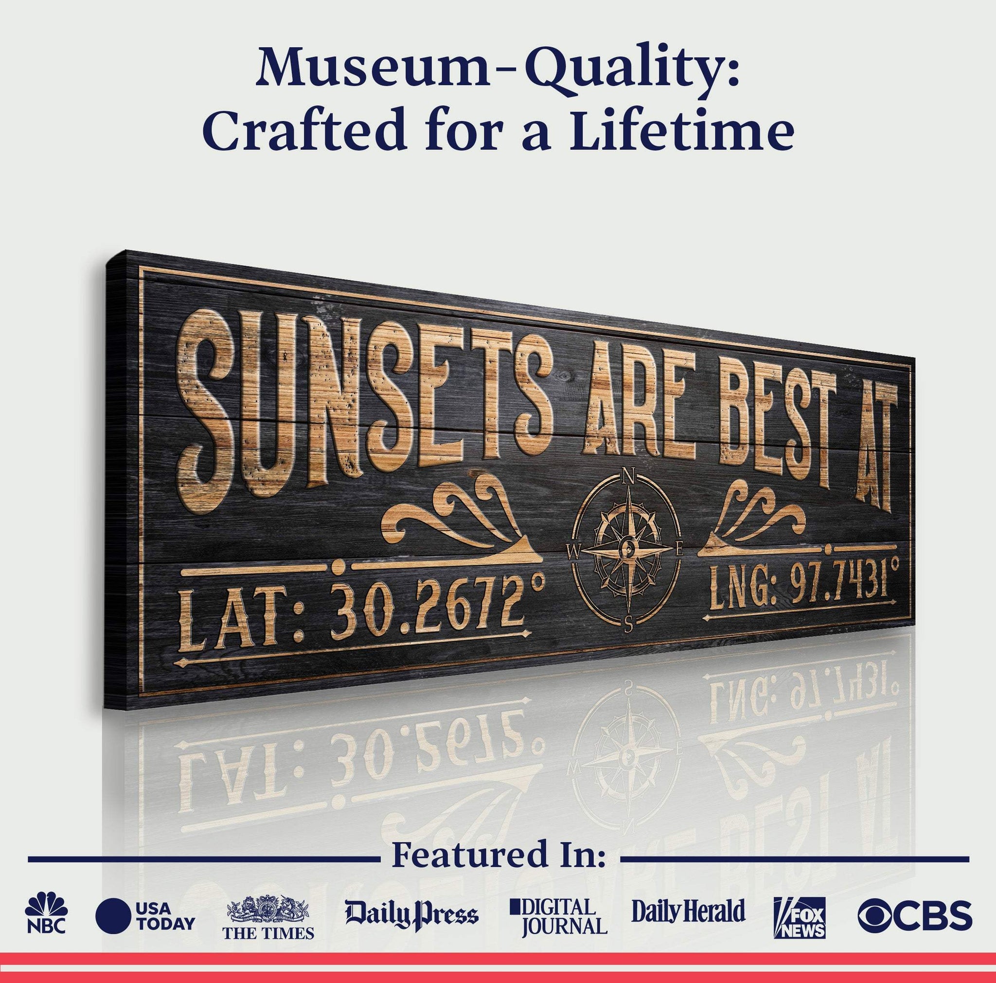 Sunsets Are Best At Coordinates Sign II - Tailored Canvases - Flyclothing LLC