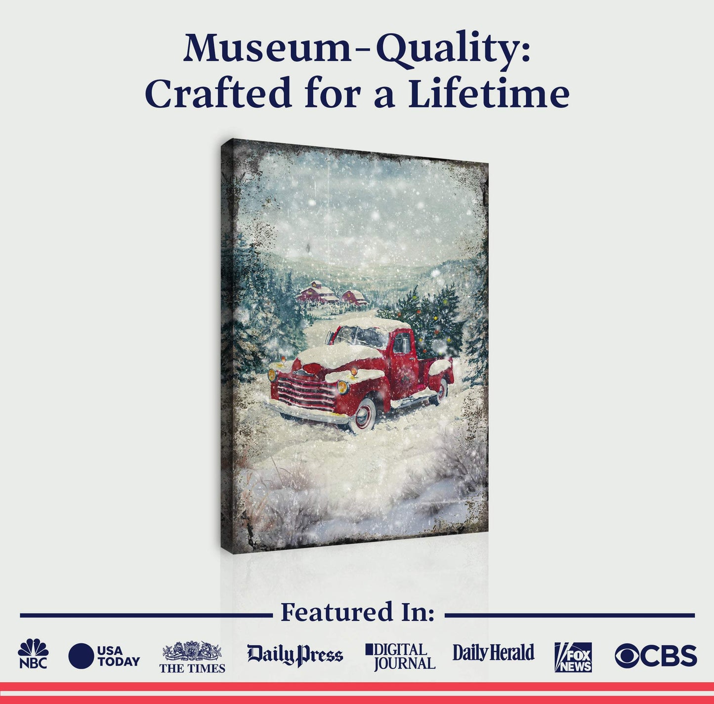 Vintage Truck With Christmas Tree Wall Art II - Tailored Canvases - Flyclothing LLC