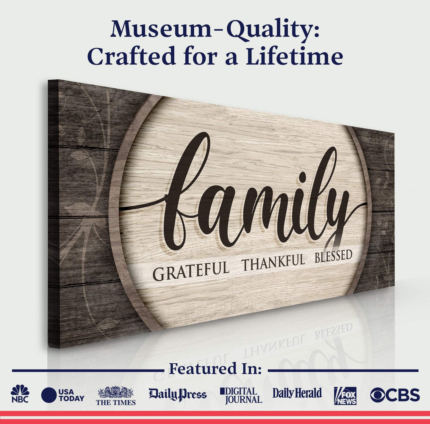 Grateful Thankful Blessed Family Sign - Tailored Canvases - Flyclothing LLC