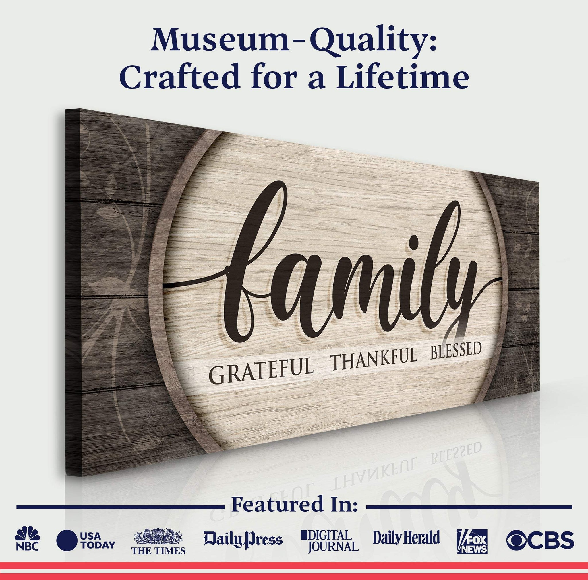Grateful Thankful Blessed Family Sign - Tailored Canvases - Flyclothing LLC