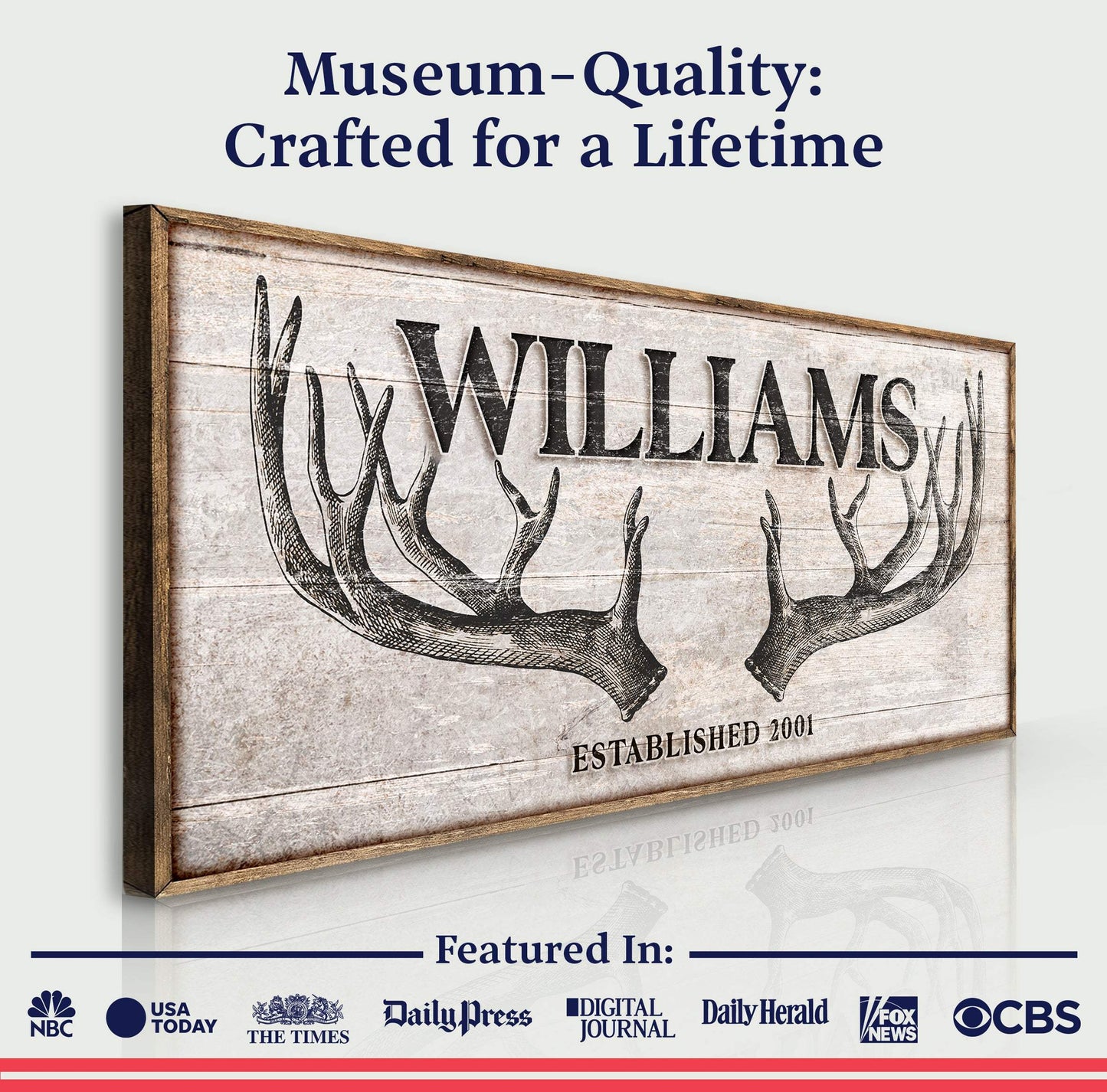 Personalized Family Antler Sign IV - Tailored Canvases - Flyclothing LLC