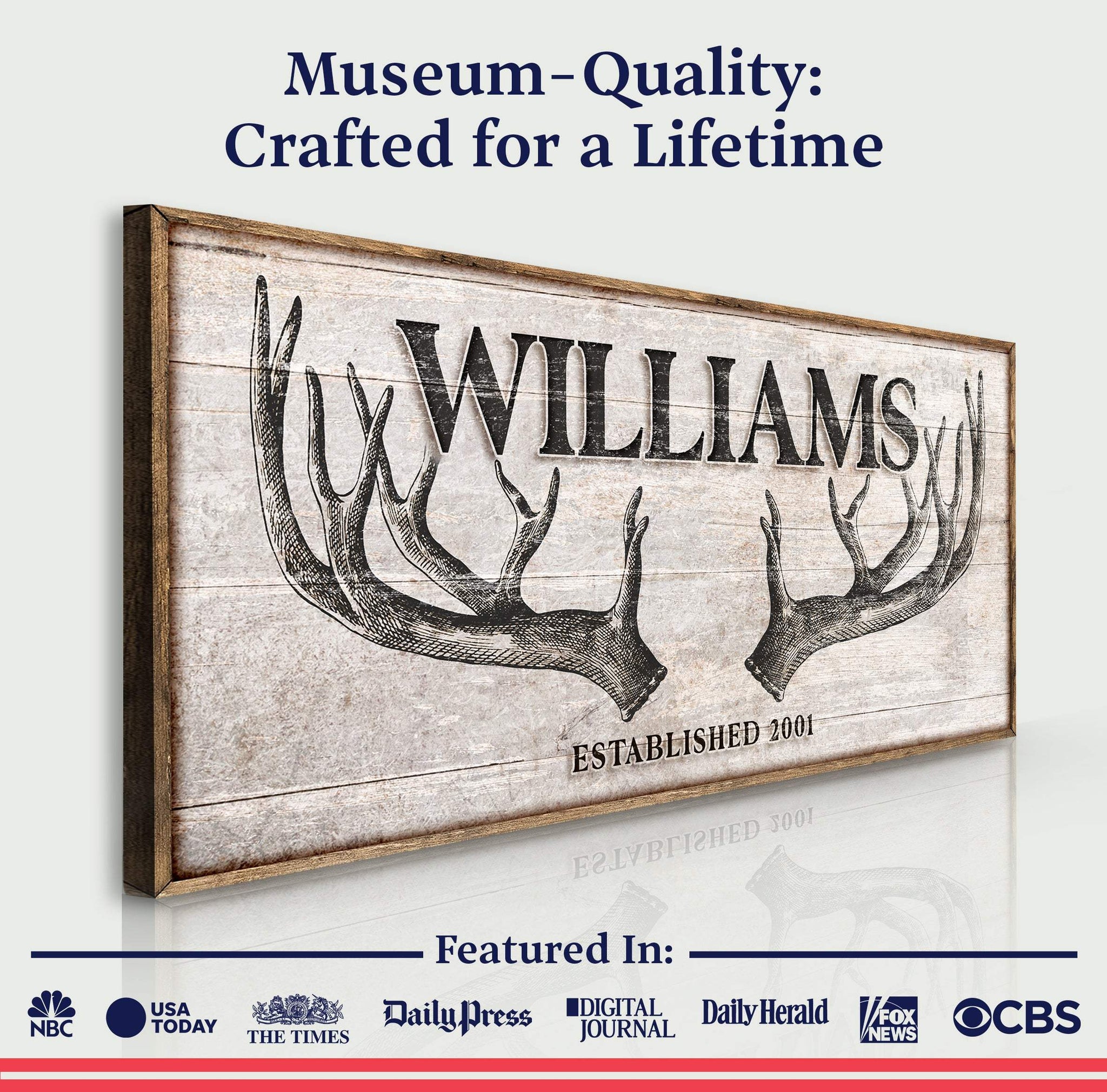 Personalized Family Antler Sign IV - Tailored Canvases - Flyclothing LLC