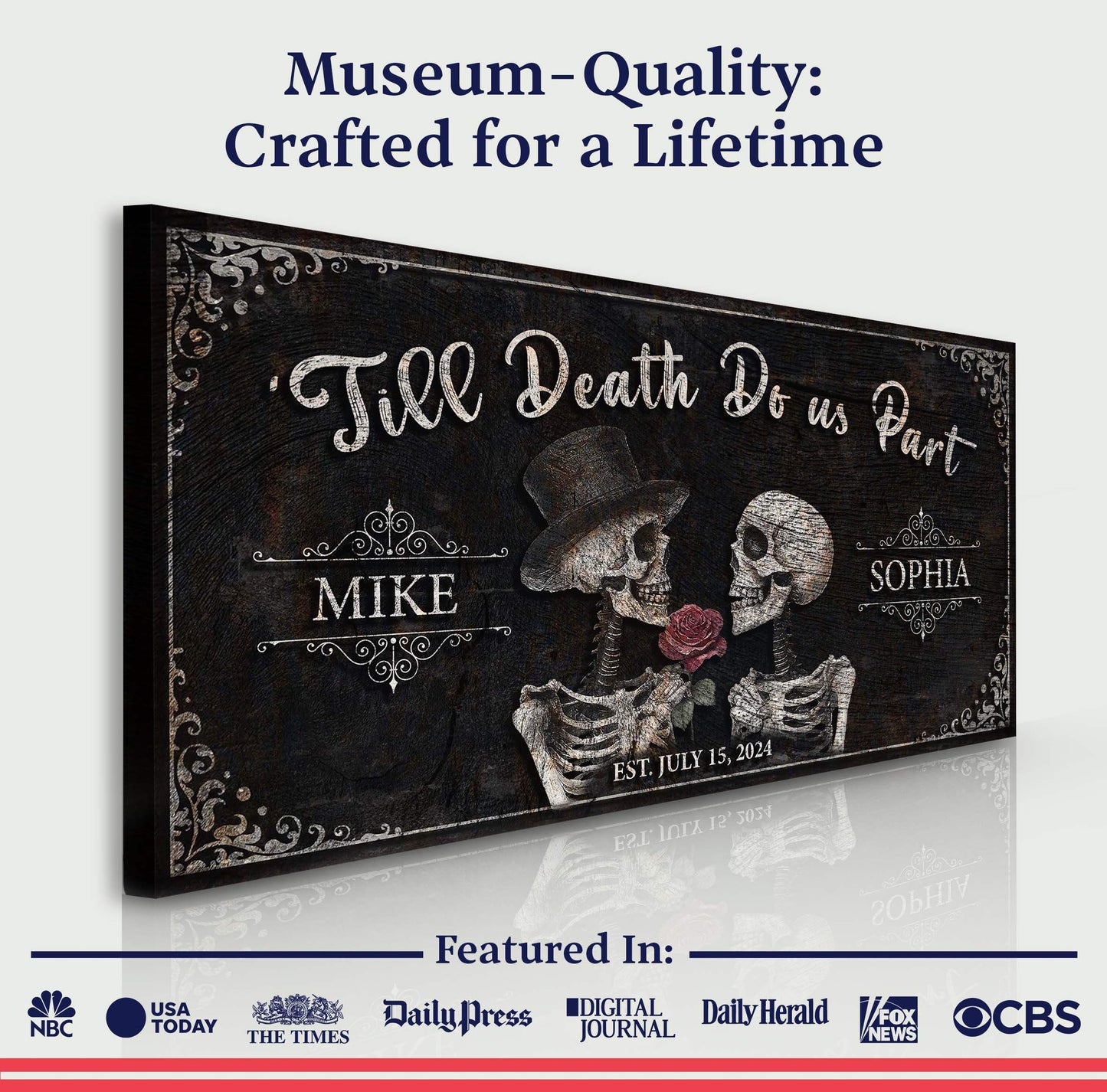 Till Death Do Us Part Skeleton Couple Sign III - Tailored Canvases - Flyclothing LLC