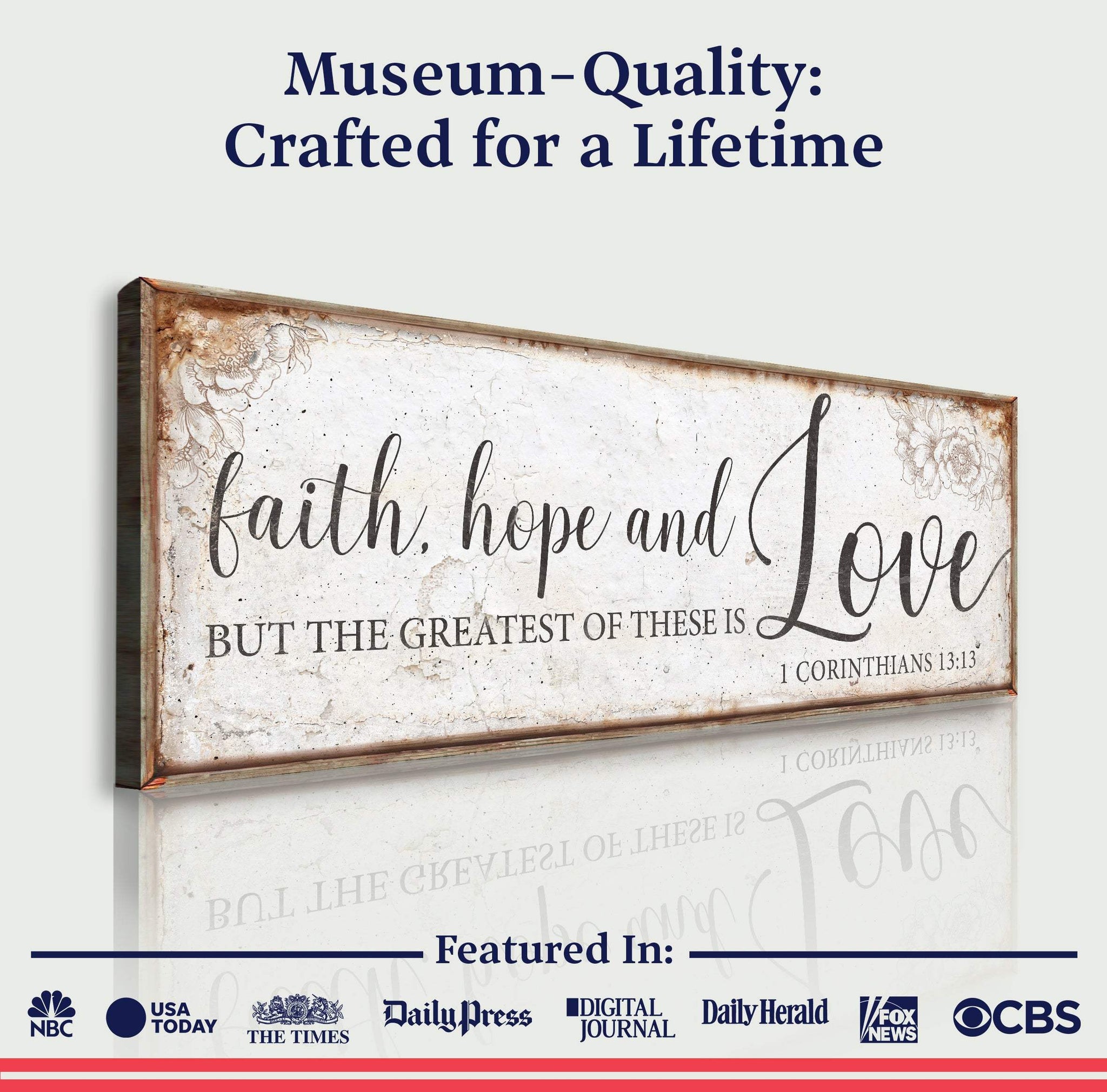 Faith Hope And Love 1 Corinthians 13:13 Faith Sign - Tailored Canvases - Flyclothing LLC