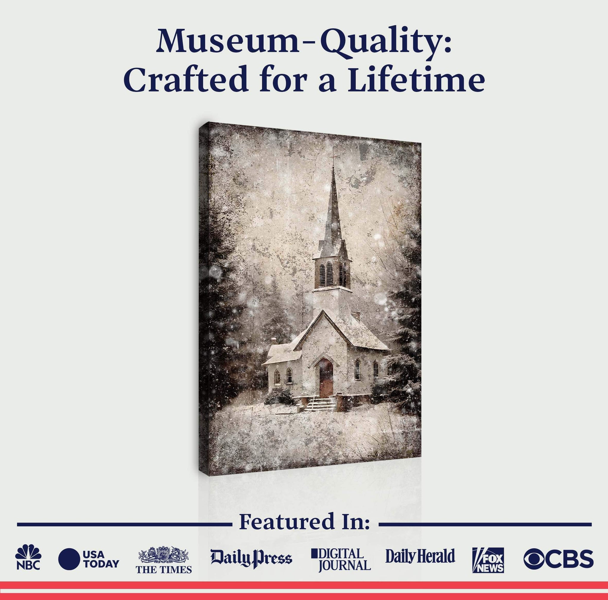 Vintage Church Christmas Wall Art IV - Tailored Canvases - Flyclothing LLC