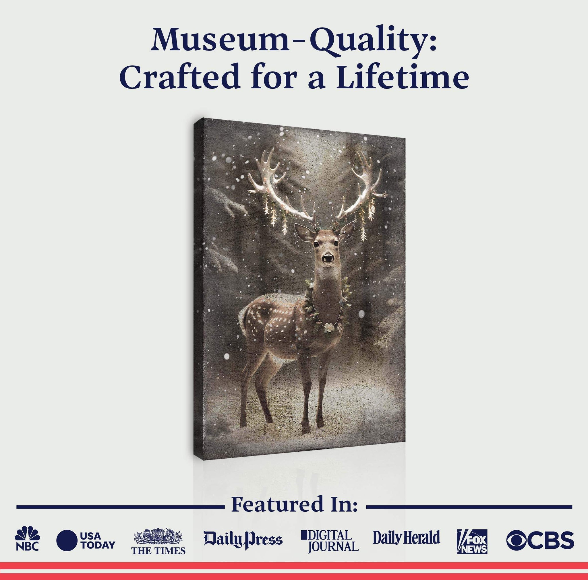 Vintage Winter Deer Christmas Wall Art - Tailored Canvases - Flyclothing LLC
