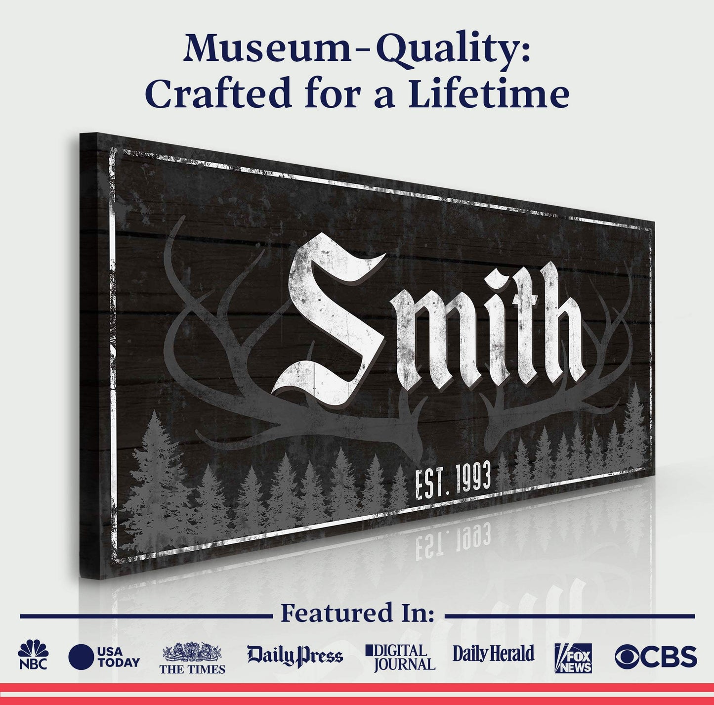 Rustic Family Antler Sign III - Tailored Canvases - Flyclothing LLC