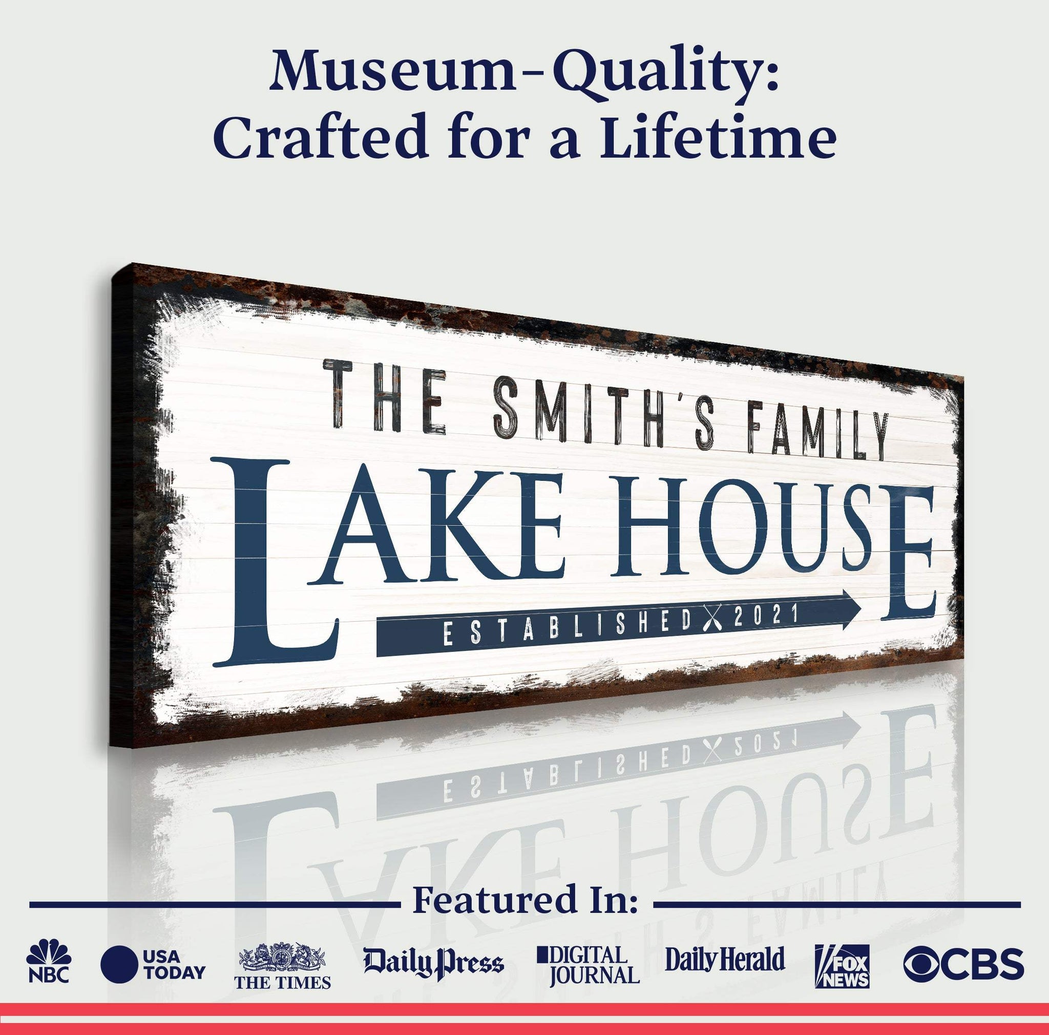 Family Lake House Arrow Sign - Tailored Canvases - Flyclothing LLC