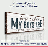 Home Is Where My Boys Are Family Sign - Tailored Canvases - Flyclothing LLC
