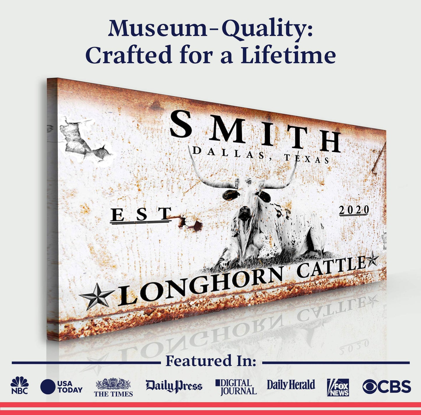 Longhorn Rustic Cattle Sign - Tailored Canvases - Flyclothing LLC