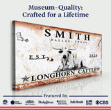 Longhorn Rustic Cattle Sign - Tailored Canvases - Flyclothing LLC