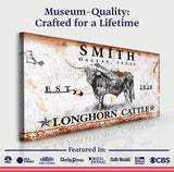 Longhorn Rustic Cattle Sign III - Tailored Canvases - Flyclothing LLC