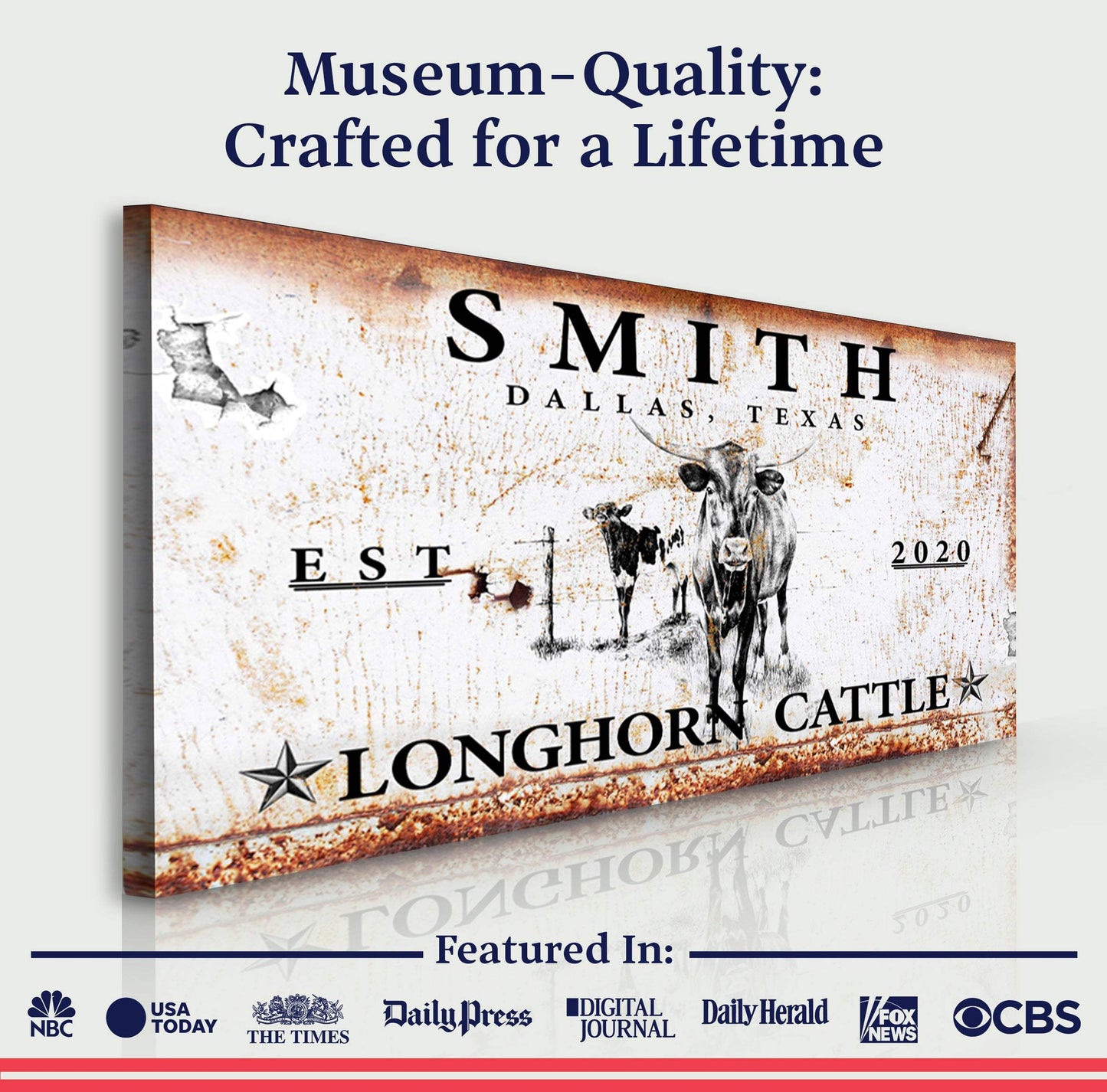 Longhorn Rustic Cattle Sign II - Tailored Canvases - Flyclothing LLC