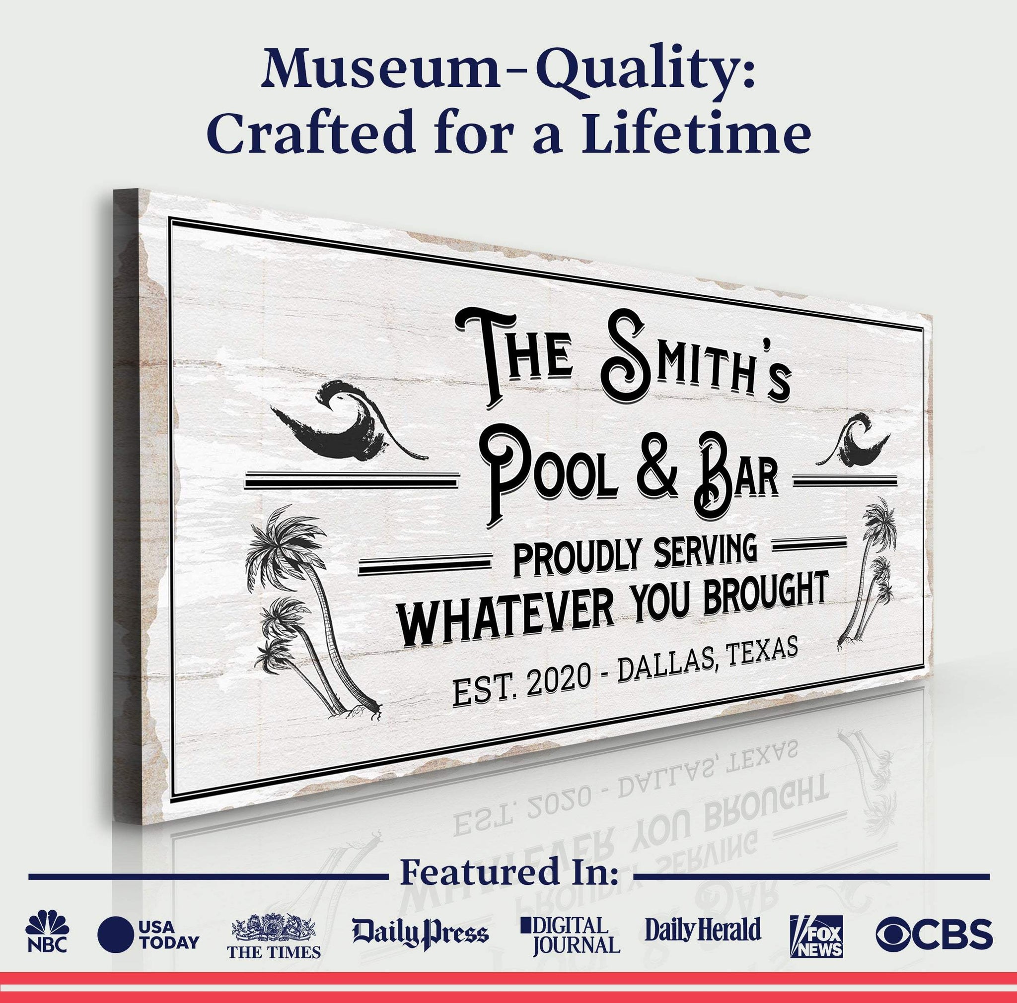 Personalized Rustic Pool And Bar Sign III - Tailored Canvases - Flyclothing LLC