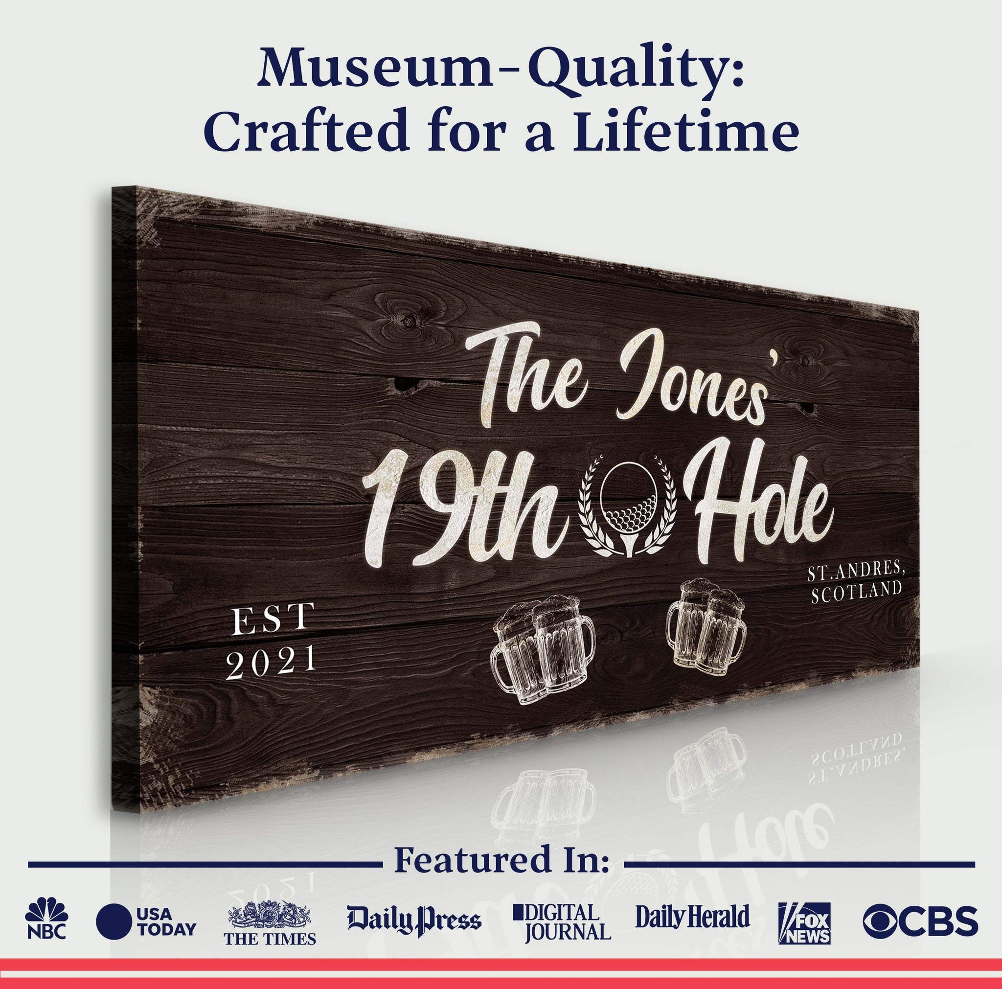 19th Hole Golf Personalized Sign II - Tailored Canvases - Flyclothing LLC