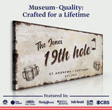 19th Hole Golf Personalized Sign III - Tailored Canvases - Flyclothing LLC