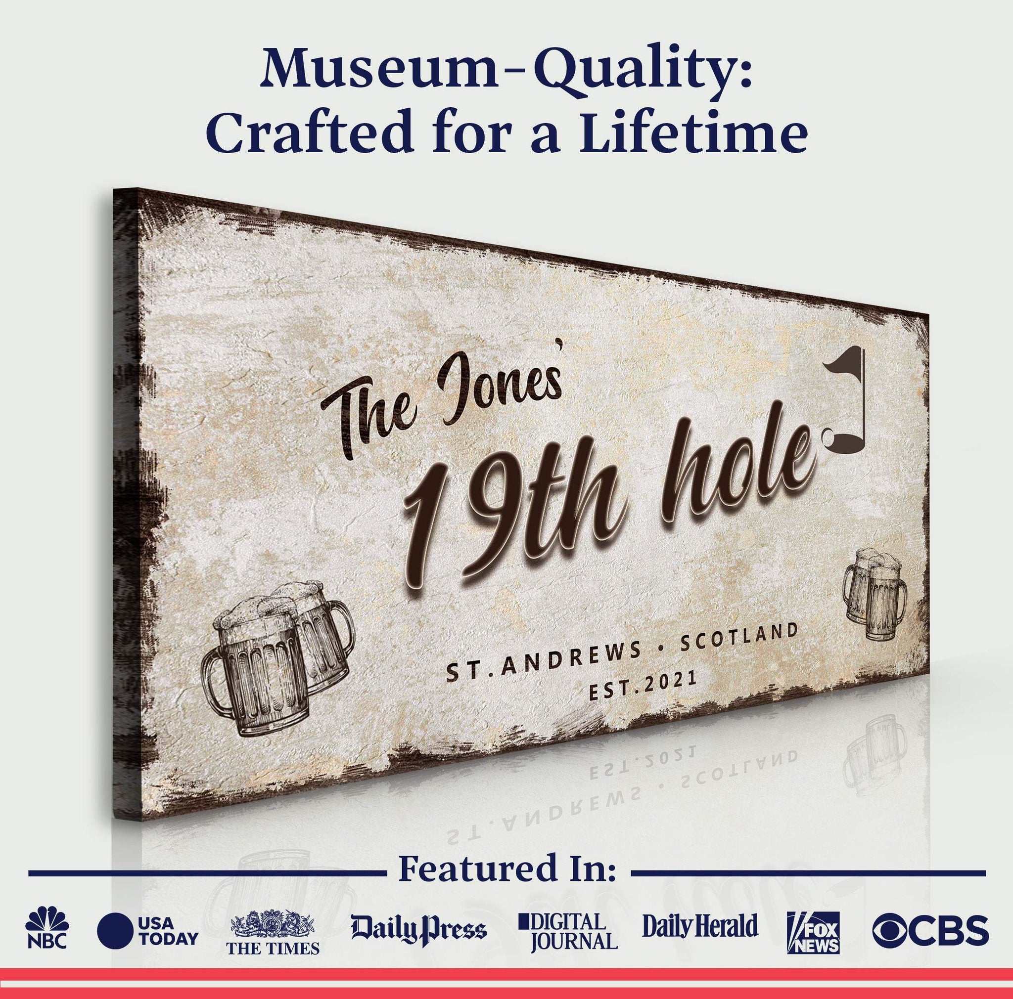 19th Hole Golf Personalized Sign III - Tailored Canvases - Flyclothing LLC