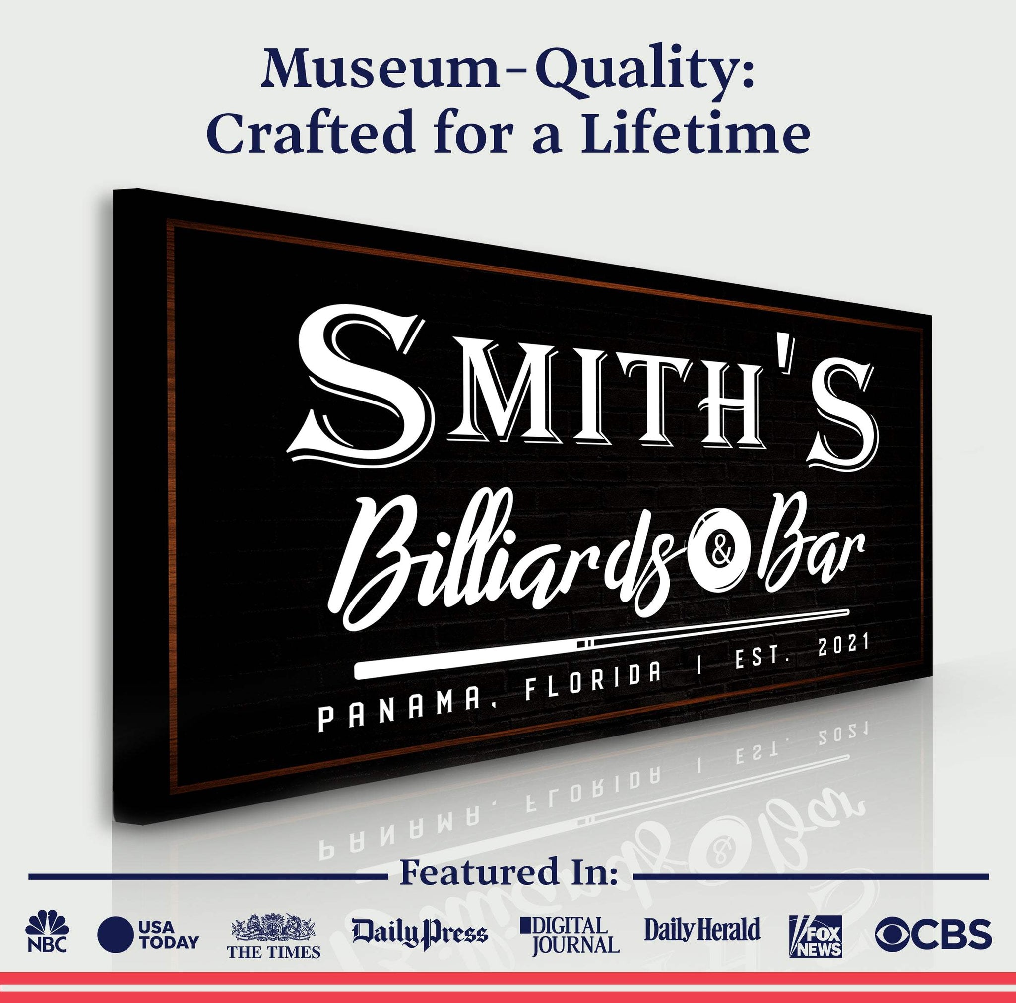 Billiards And Bar Sign II - Tailored Canvases - Flyclothing LLC