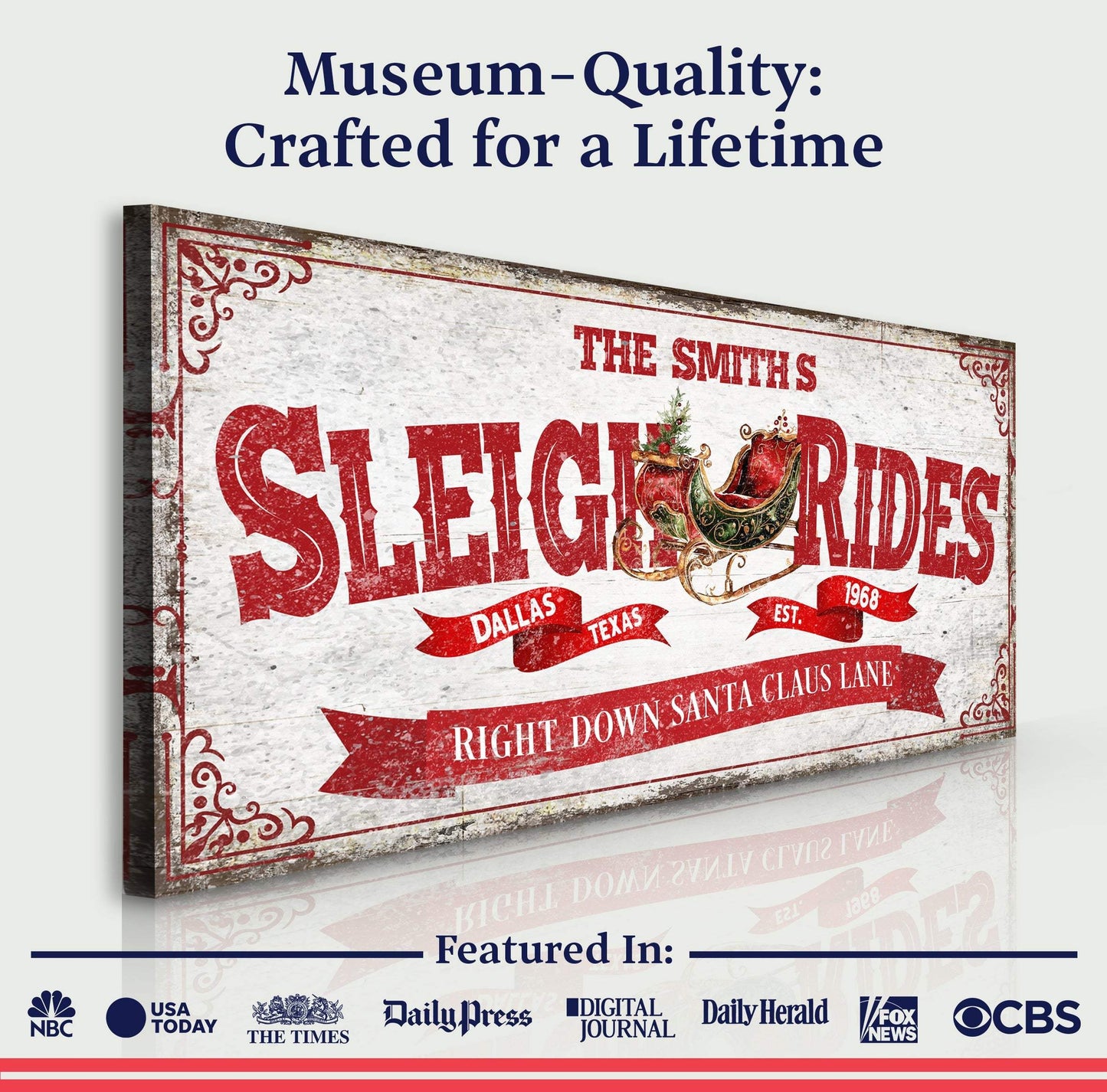 Sleigh Rides Christmas Sign IV - Tailored Canvases - Flyclothing LLC