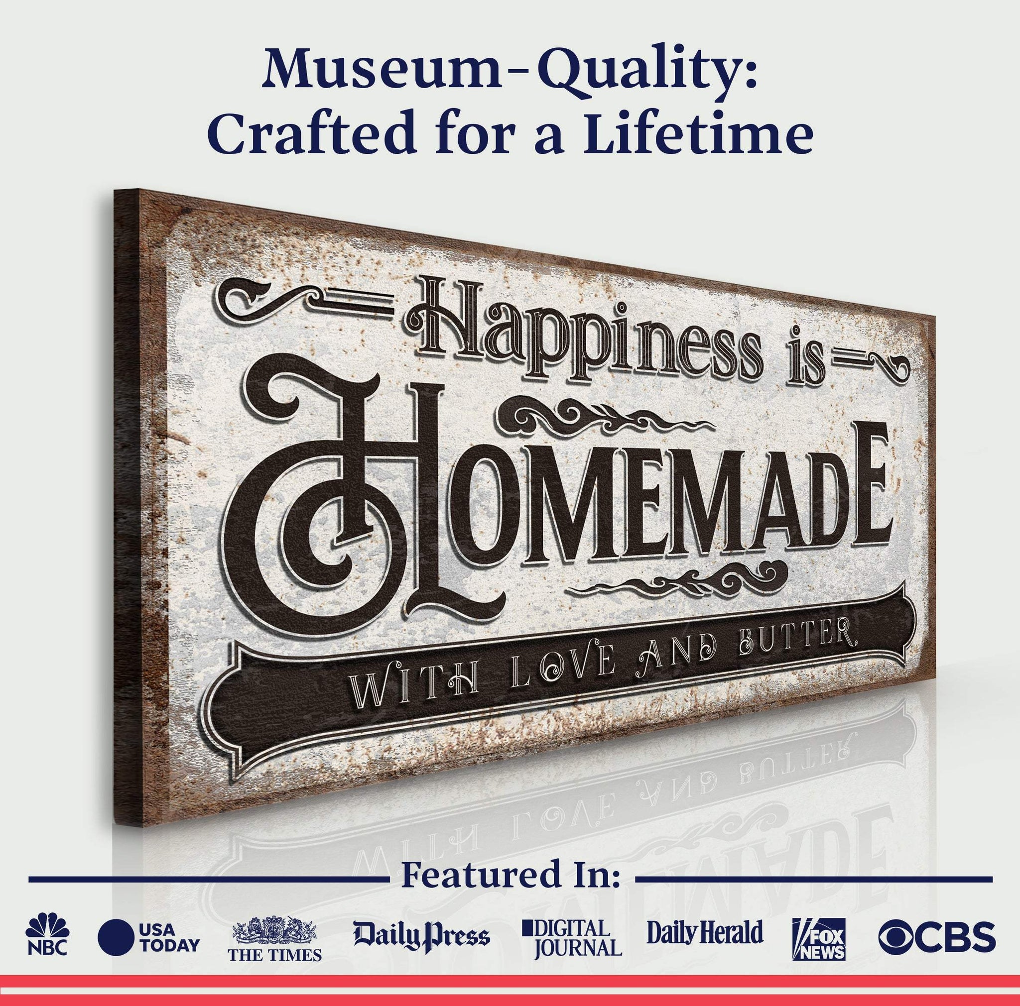 Happiness Is Homemade With Love And Butter Sign - Tailored Canvases - Flyclothing LLC