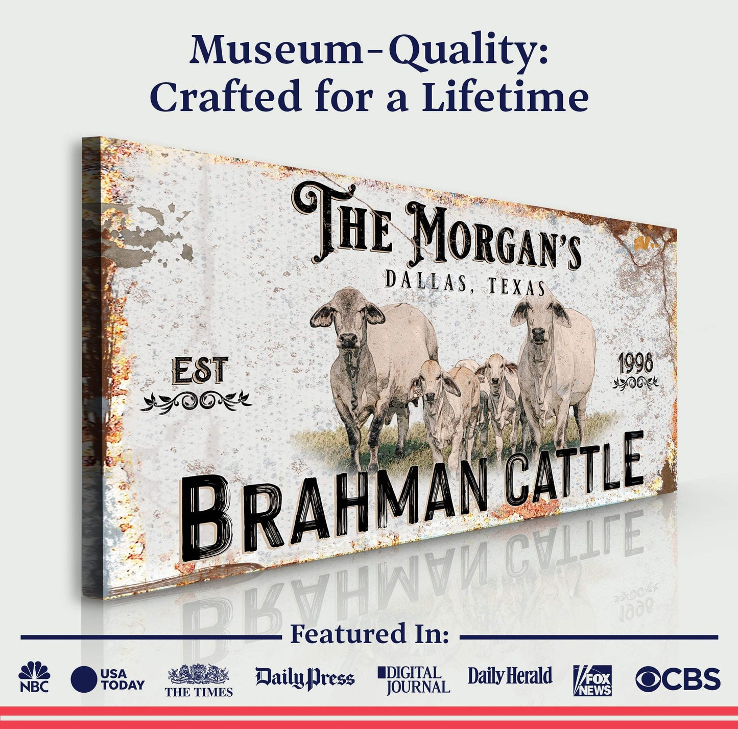 Personalized Brahman Cattle Sign II - Tailored Canvases - Flyclothing LLC
