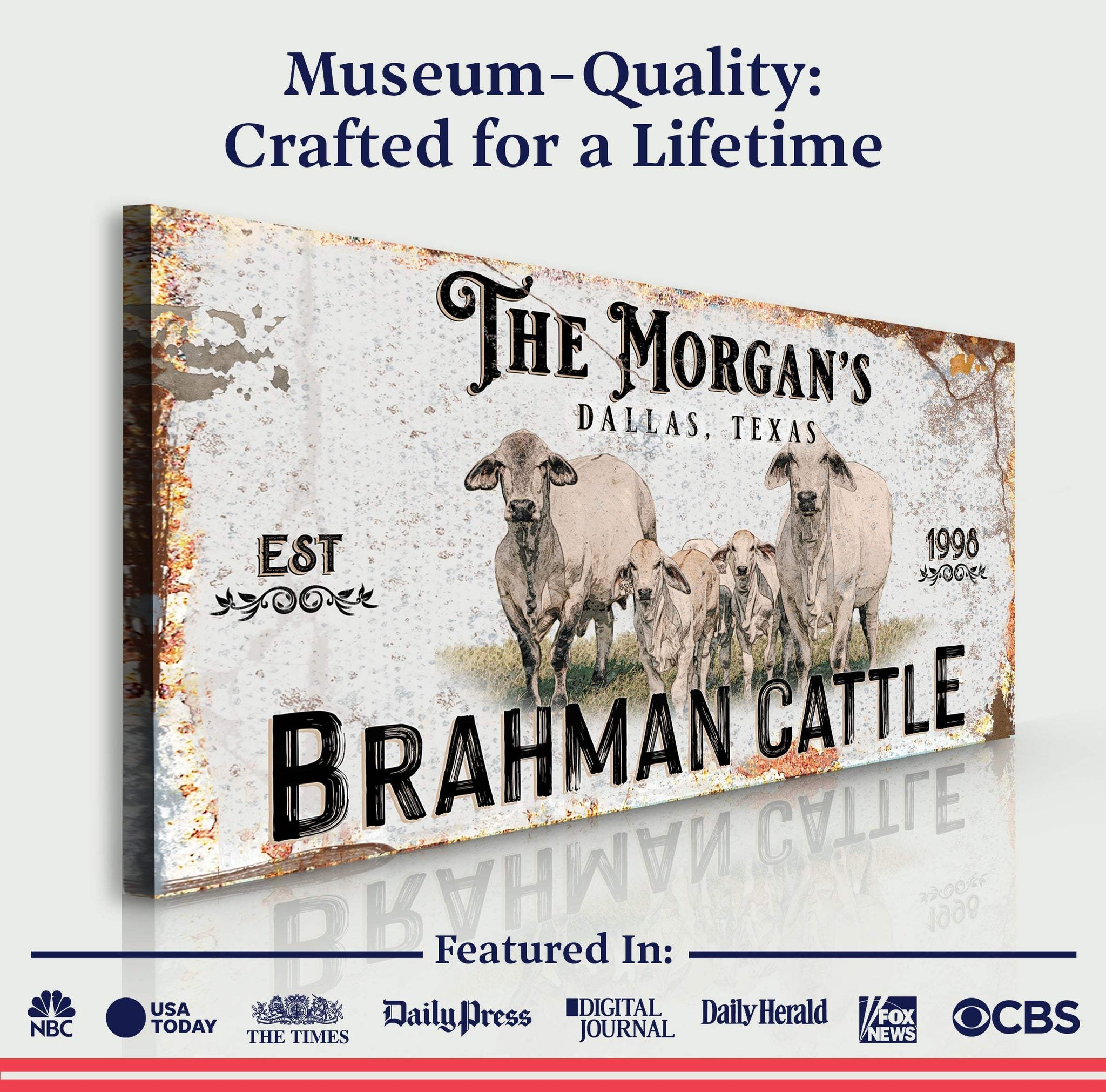 Personalized Brahman Cattle Sign II - Tailored Canvases - Flyclothing LLC