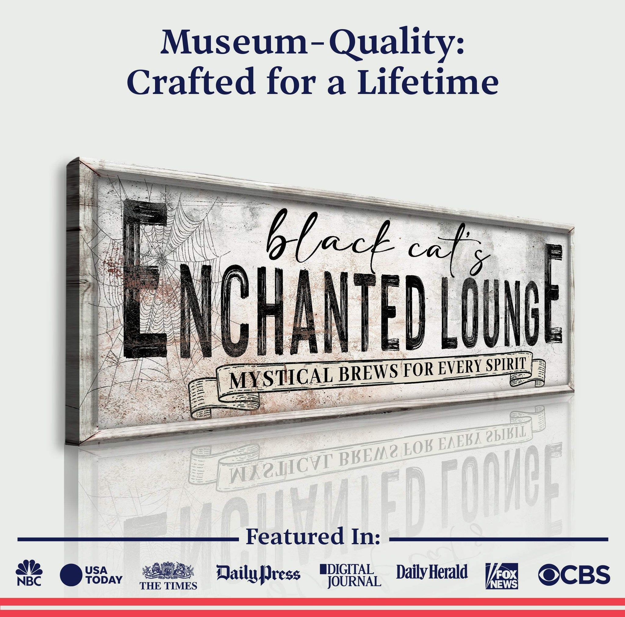 Black Cat's Enchanted Lounge Halloween Sign III - Tailored Canvases - Flyclothing LLC