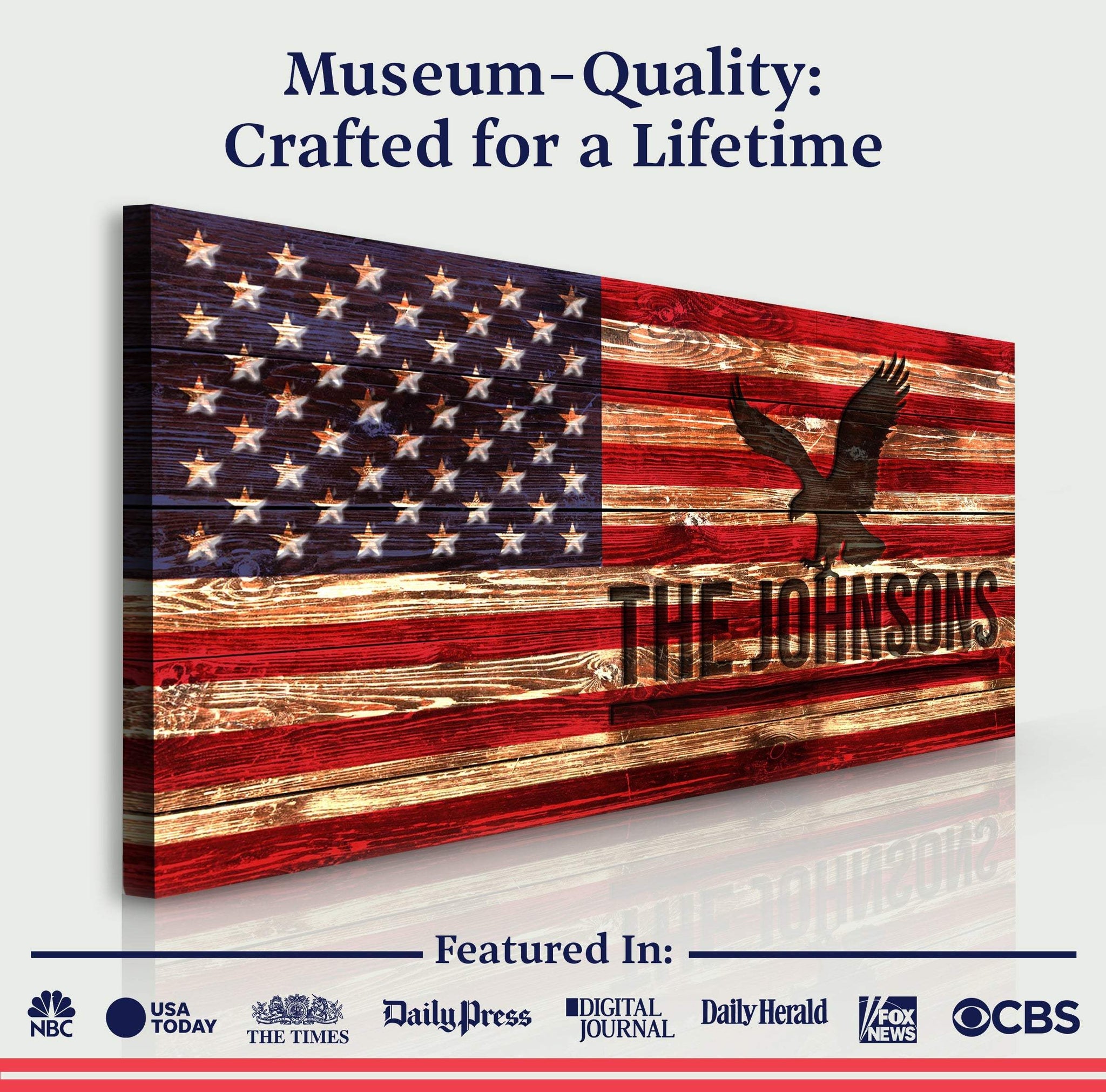 Rustic American Flag Family Name Sign - Tailored Canvases - Flyclothing LLC