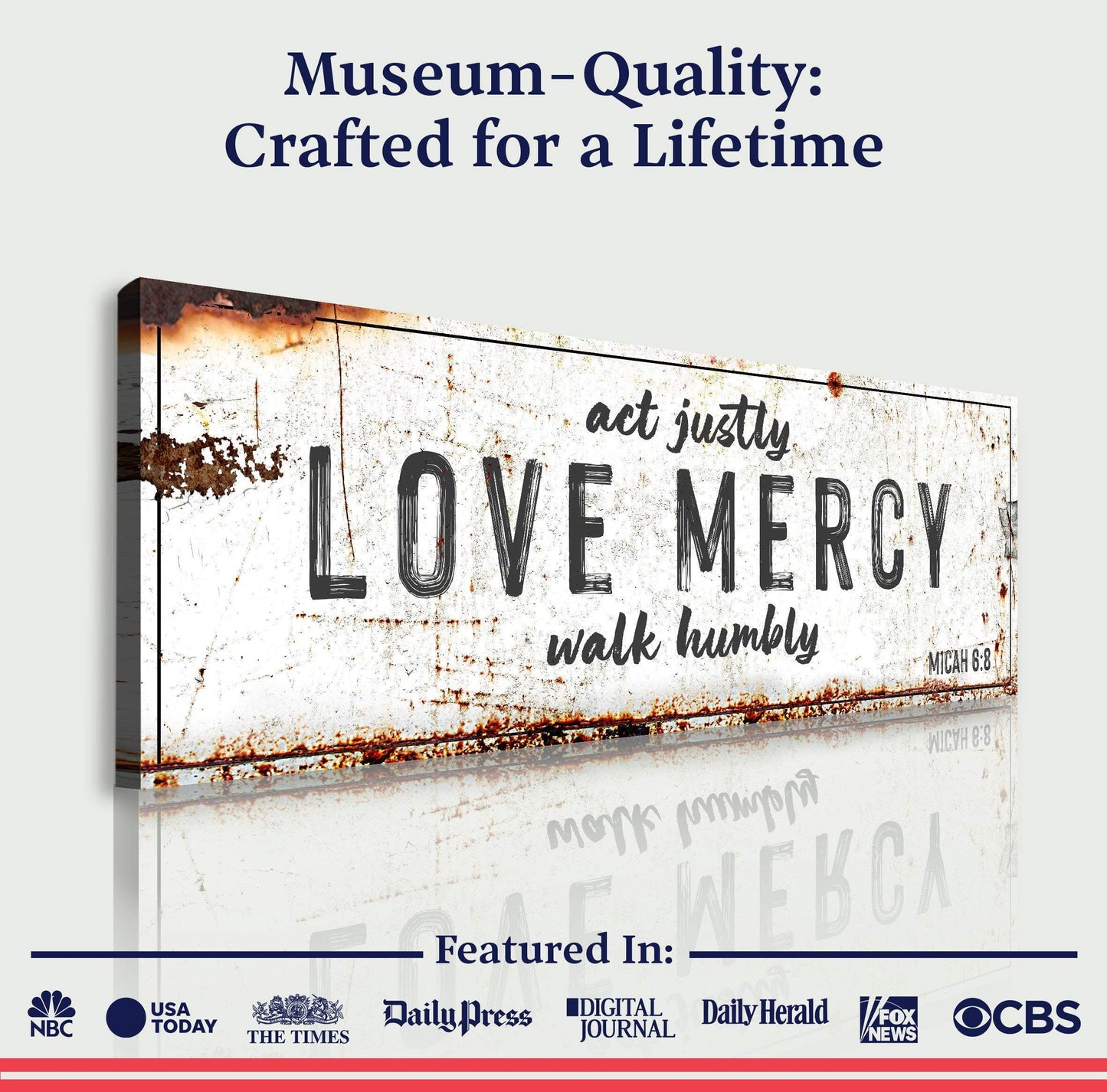 Act Justly Love Mercy Walk Humbly Faith Sign - Tailored Canvases - Flyclothing LLC
