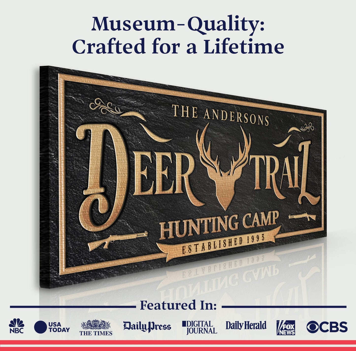 Personalized Deer Trail Hunting Camp Sign - Tailored Canvases - Flyclothing LLC