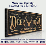 Personalized Deer Trail Hunting Camp Sign - Tailored Canvases - Flyclothing LLC