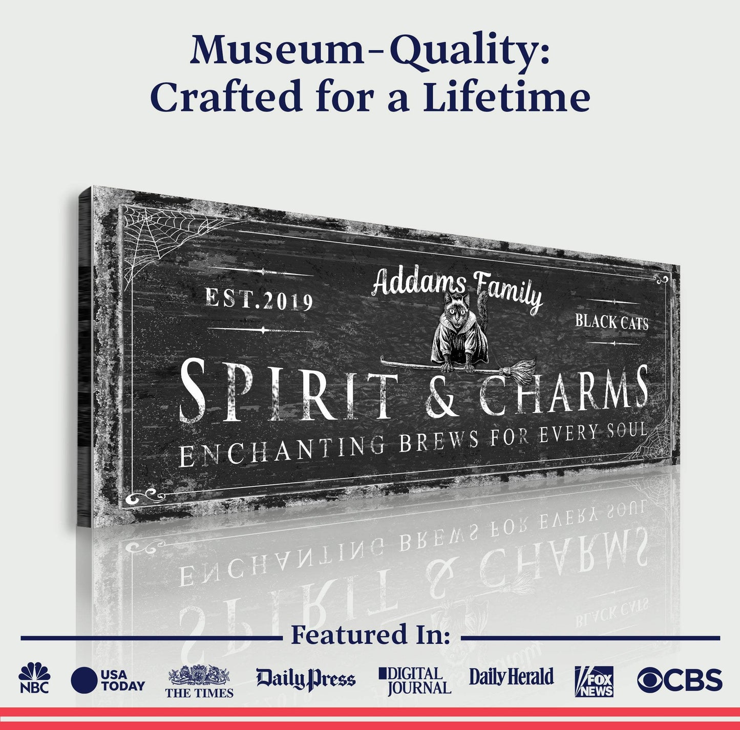 Black Cat’s Spirits & Charms Bar Halloween Sign - Tailored Canvases - Flyclothing LLC