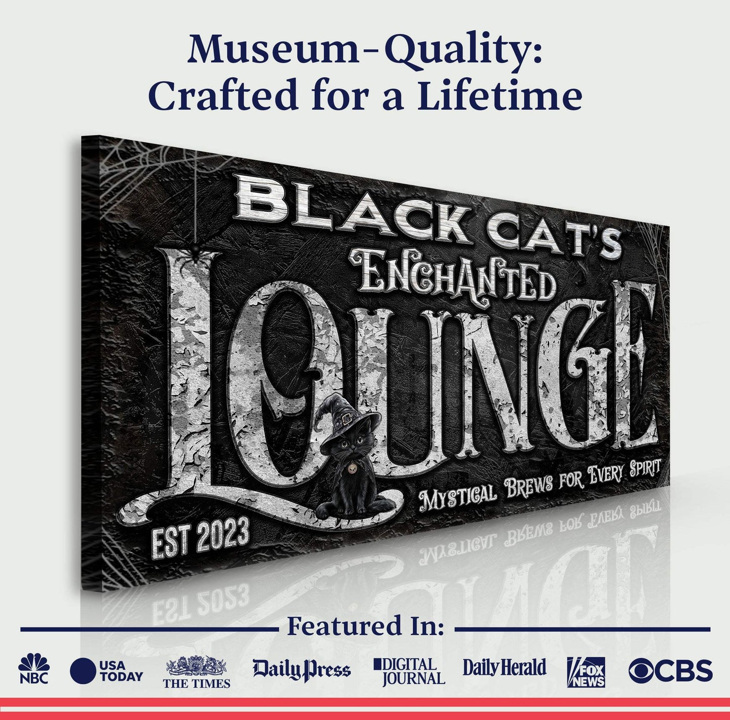 Black Cat's Enchanted Lounge Halloween Sign - Tailored Canvases - Flyclothing LLC