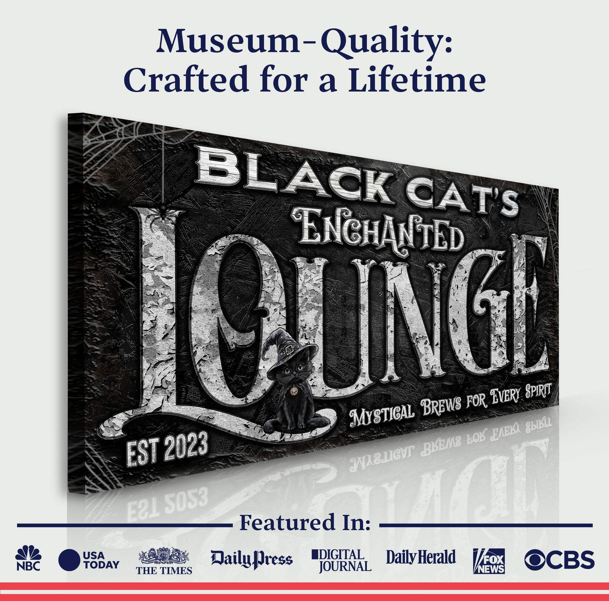 Black Cat's Enchanted Lounge Halloween Sign - Tailored Canvases - Flyclothing LLC