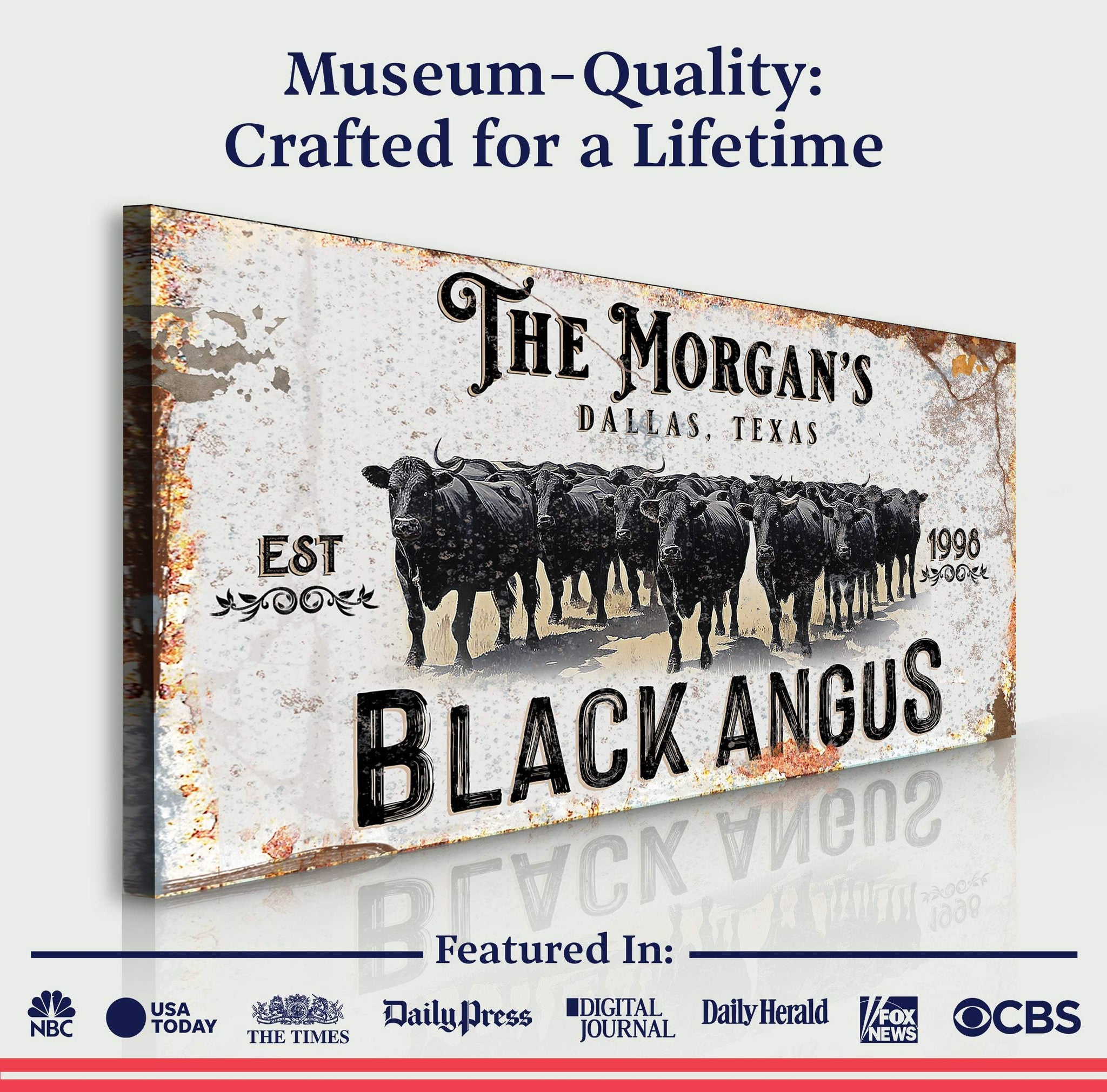 Personalized Black Angus Cattle Sign II - Tailored Canvases - Flyclothing LLC