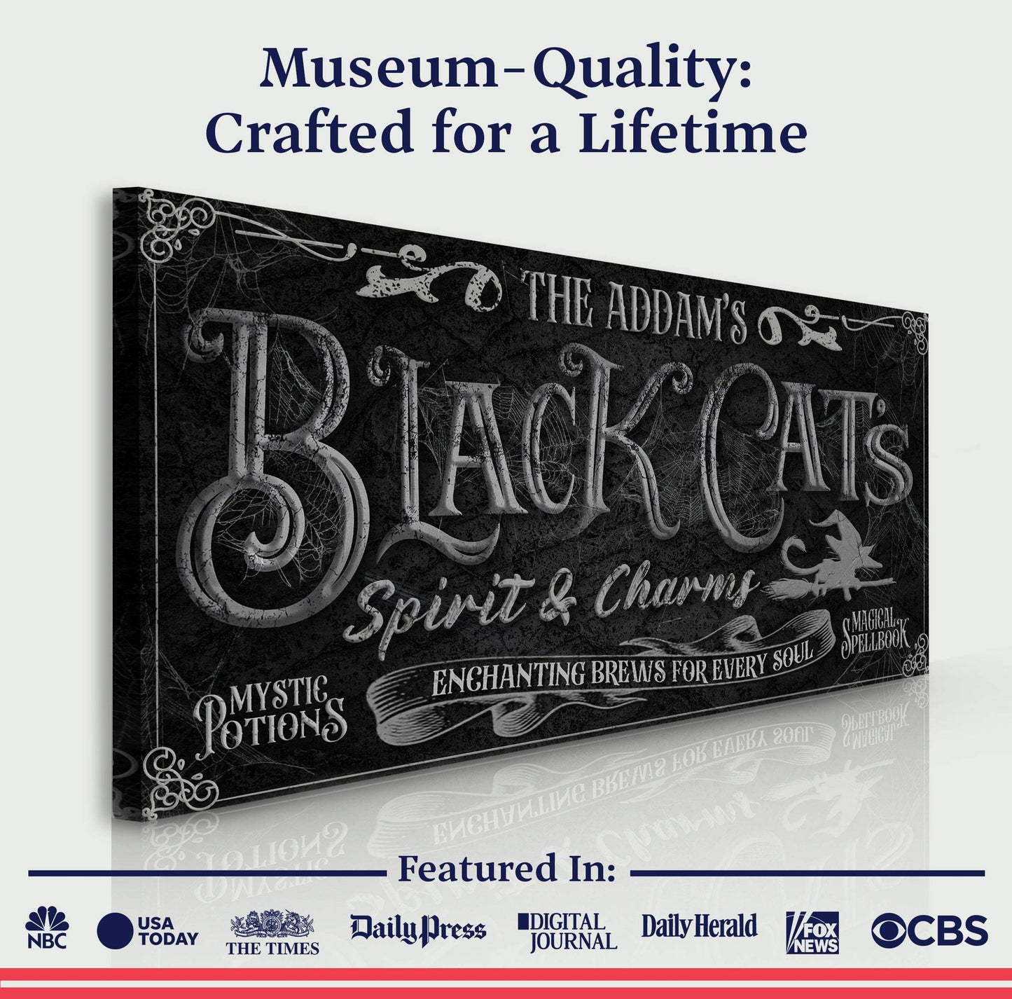 Black Cat’s Spirits & Charms Bar Halloween Sign II - Tailored Canvases - Flyclothing LLC