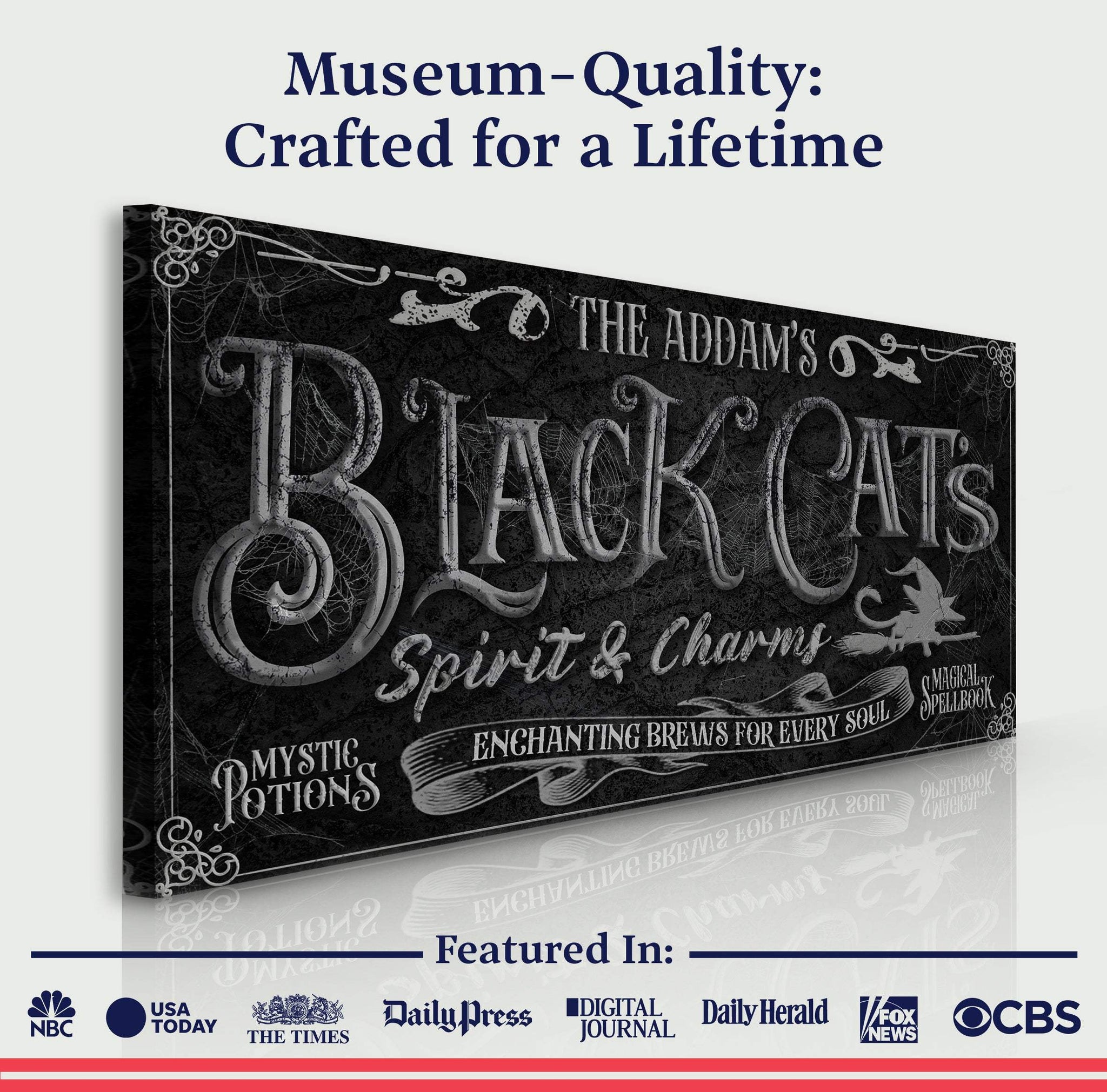 Black Cat’s Spirits & Charms Bar Halloween Sign II - Tailored Canvases - Flyclothing LLC