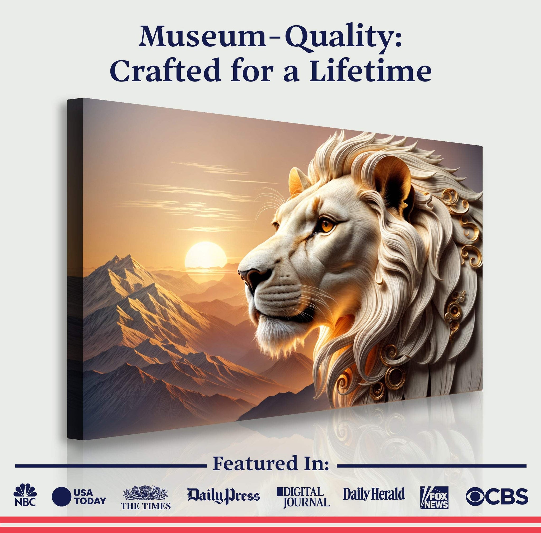 3D Majestic Lion Wall Art IV - Tailored Canvases - Flyclothing LLC