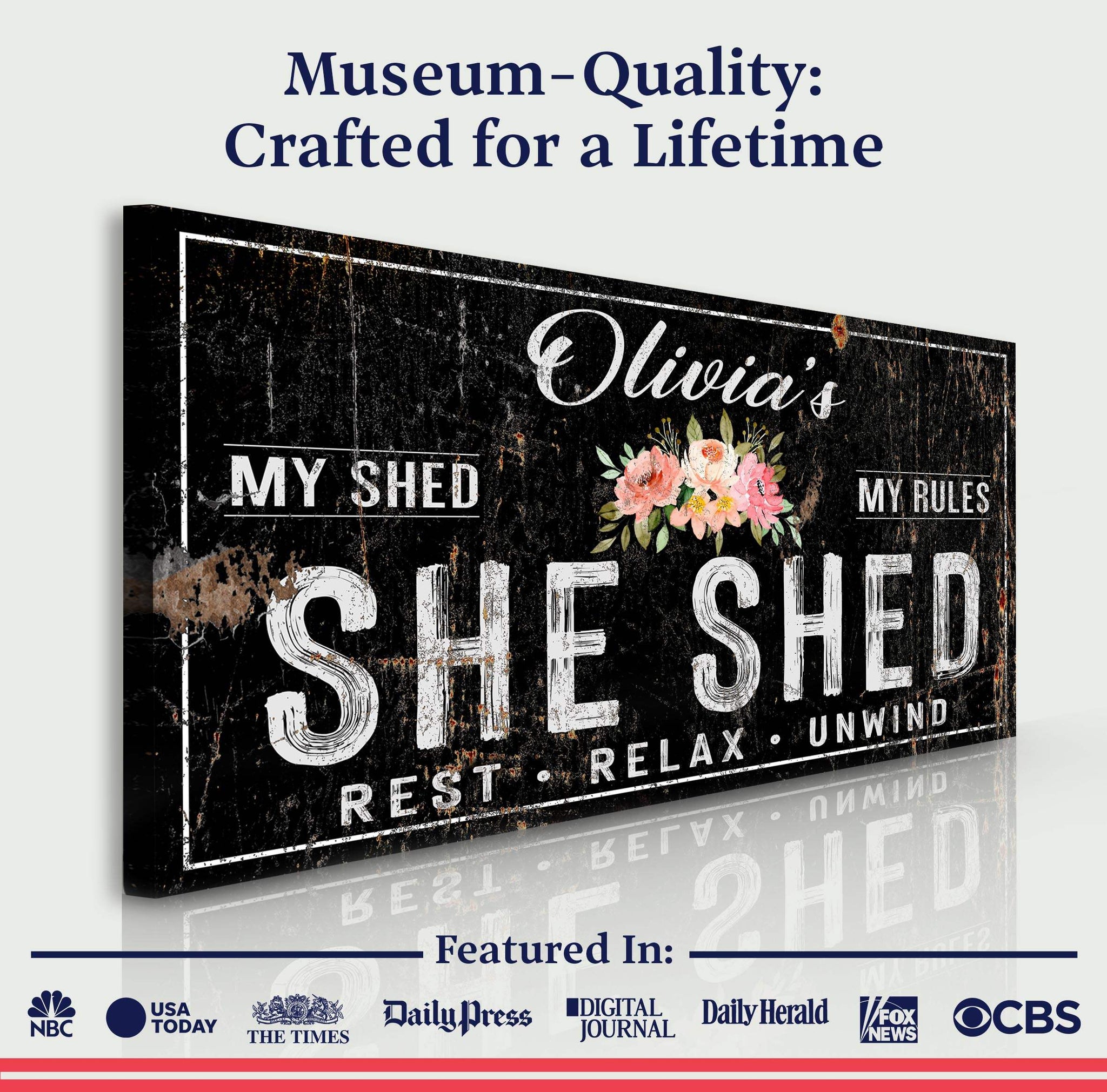 Personalized She Shed Sign IX - Tailored Canvases - Flyclothing LLC