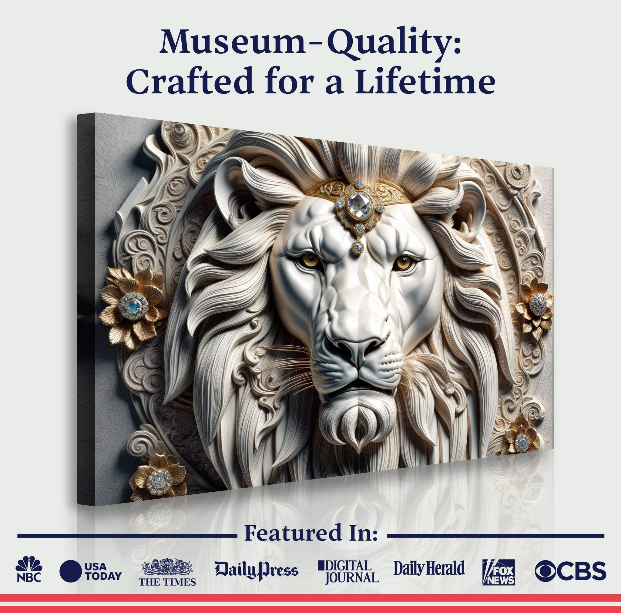 3D Majestic Lion Wall Art II - Tailored Canvases - Flyclothing LLC