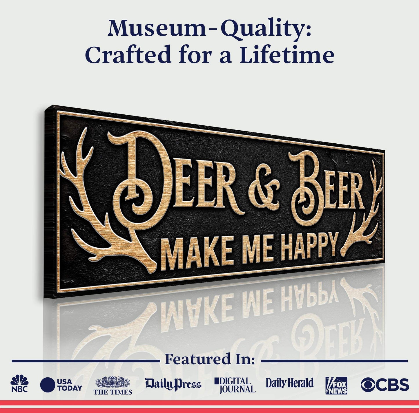 Deer And Beer Make Me Happy Hunting Sign - Tailored Canvases - Flyclothing LLC