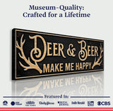 Deer And Beer Make Me Happy Hunting Sign - Tailored Canvases - Flyclothing LLC