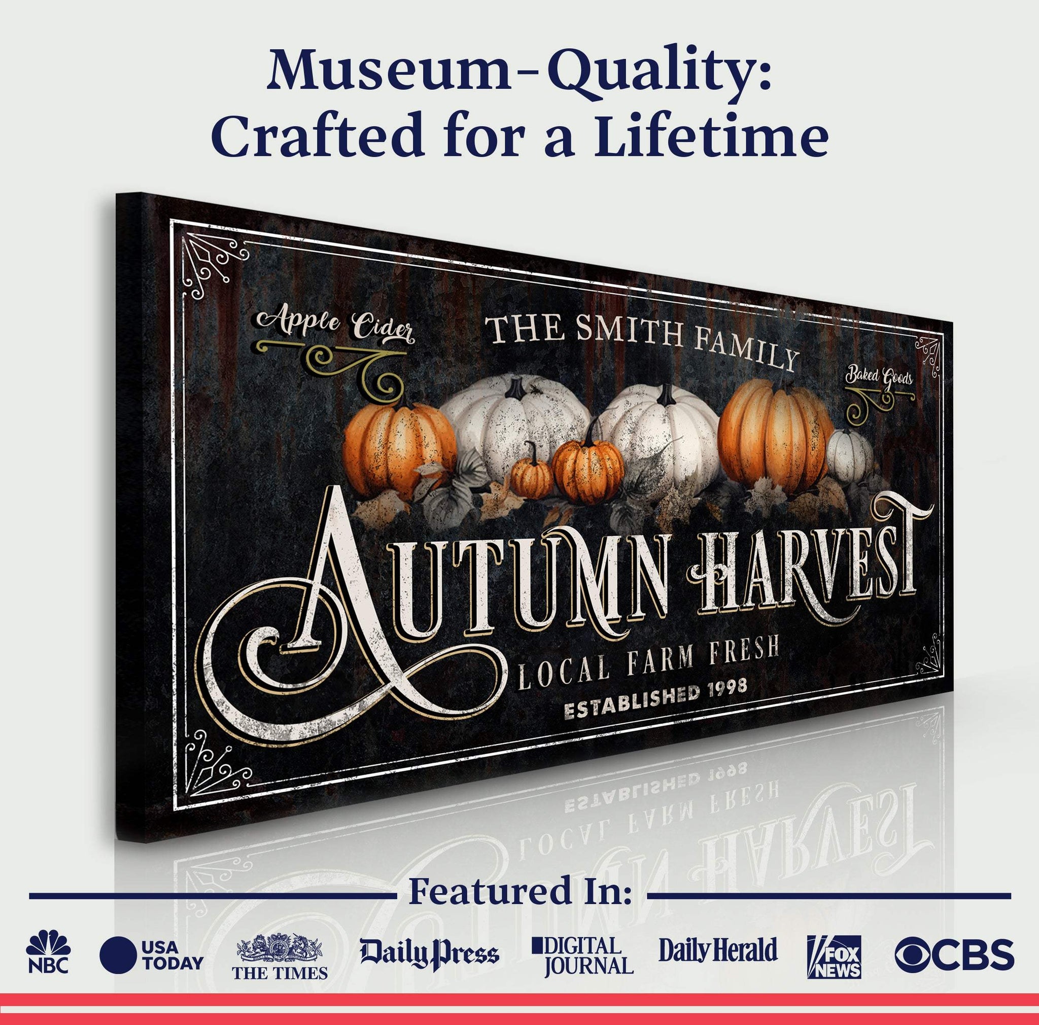 Family Autumn Harvest Thanksgiving Sign - Tailored Canvases - Flyclothing LLC